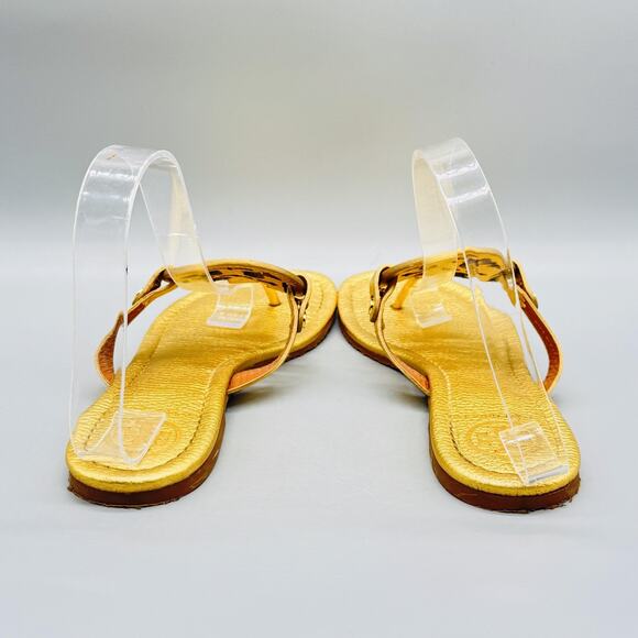 Tory Burch Sandals Womens 8 Gold Leather Miller Thong Flip Flop Summer Shoes - Picture 8 of 12